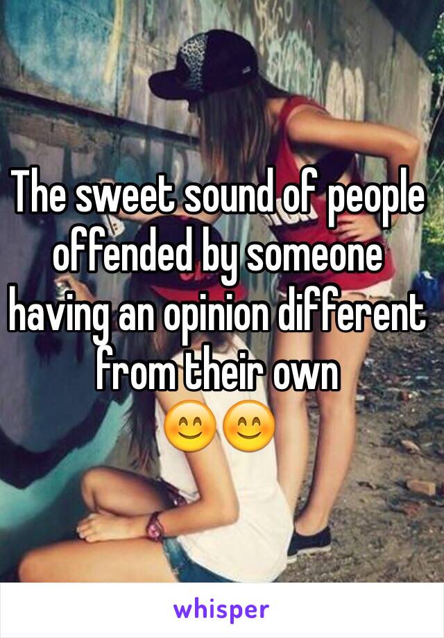 The sweet sound of people offended by someone having an opinion different from their own
😊😊