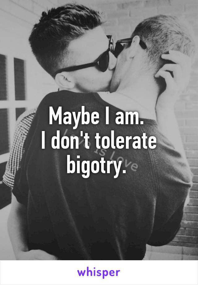 Maybe I am. 
I don't tolerate bigotry. 