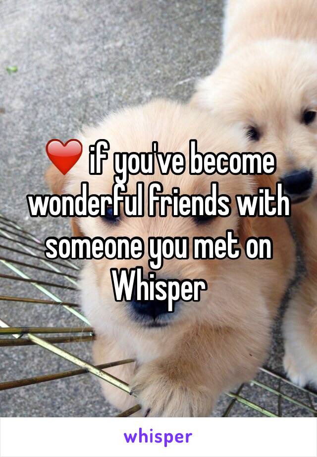 ❤️ if you've become wonderful friends with someone you met on Whisper 