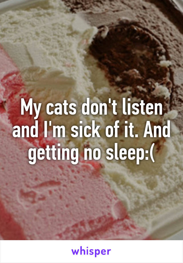 My cats don't listen and I'm sick of it. And getting no sleep:(