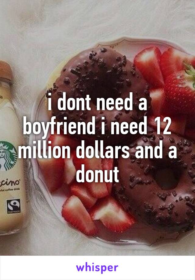 i dont need a boyfriend i need 12 million dollars and a donut