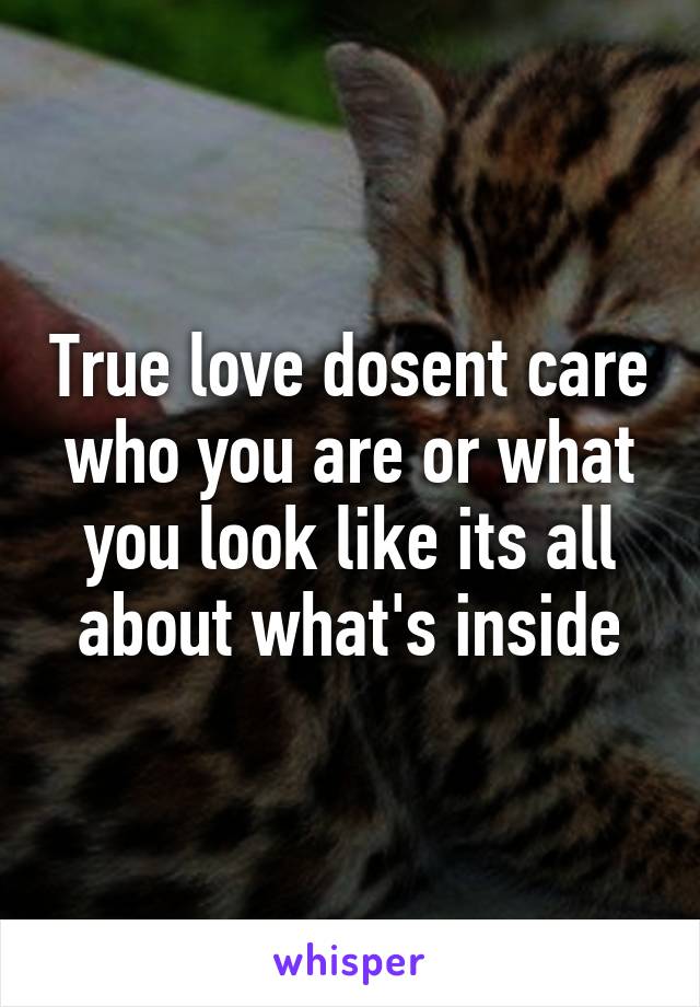 True love dosent care who you are or what you look like its all about what's inside