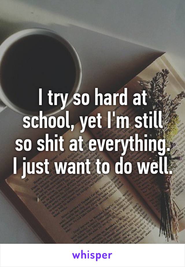 I try so hard at school, yet I'm still so shit at everything. I just want to do well.