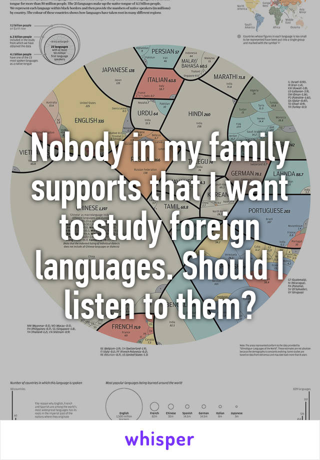 Nobody in my family supports that I want to study foreign languages. Should I listen to them?