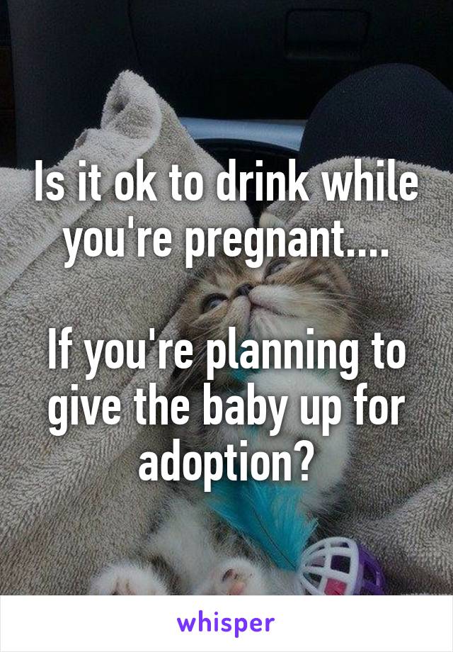 Is it ok to drink while you're pregnant....

If you're planning to give the baby up for adoption?