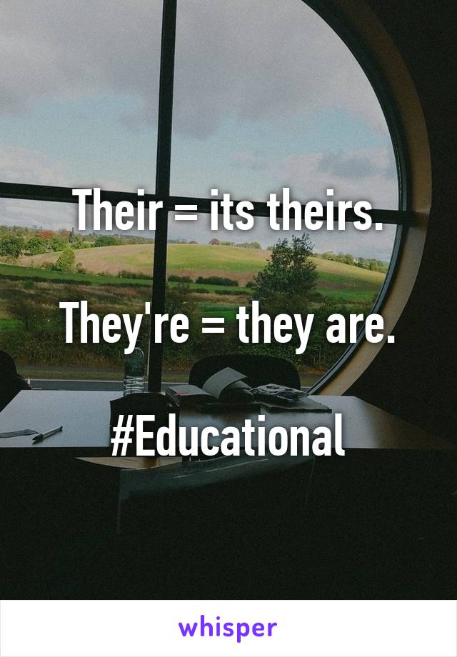 Their = its theirs.

They're = they are.

#Educational