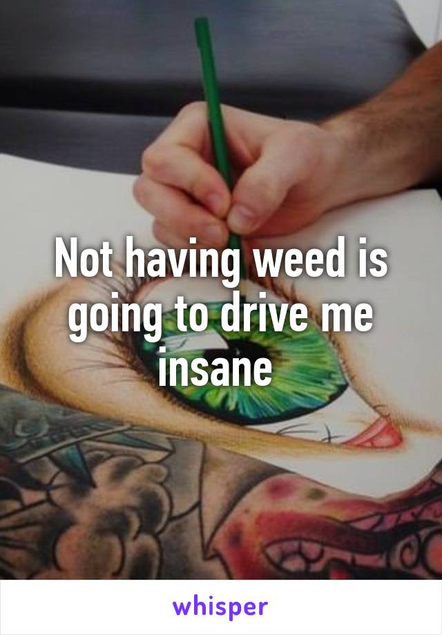 Not having weed is going to drive me insane 