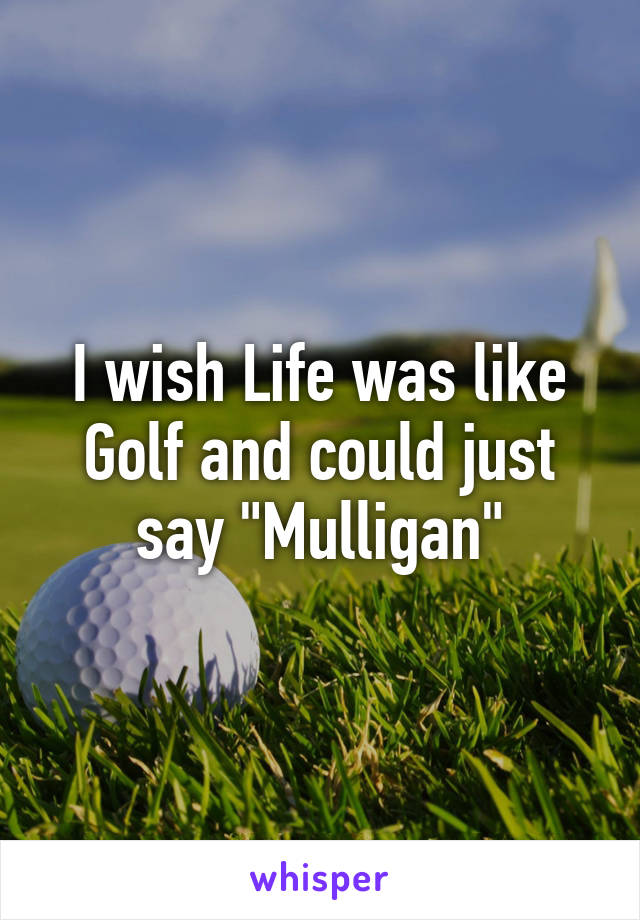 I wish Life was like Golf and could just say "Mulligan"