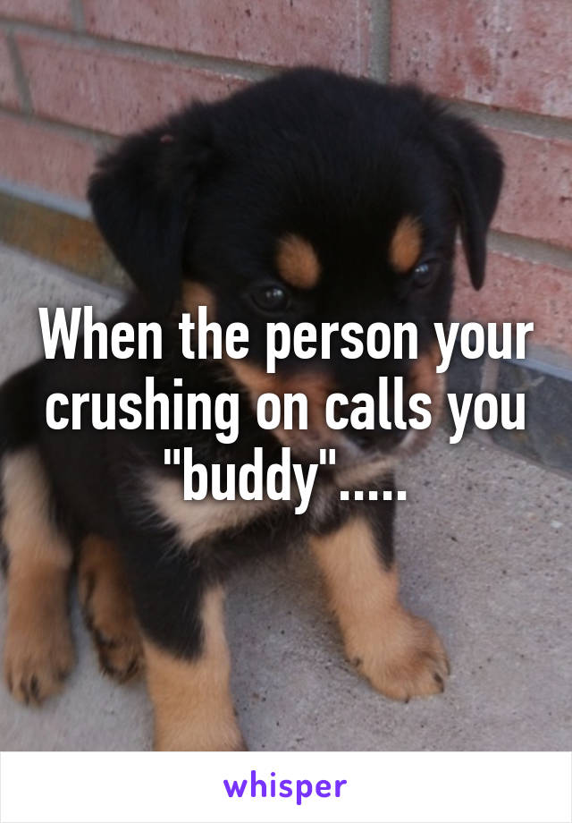 When the person your crushing on calls you "buddy".....