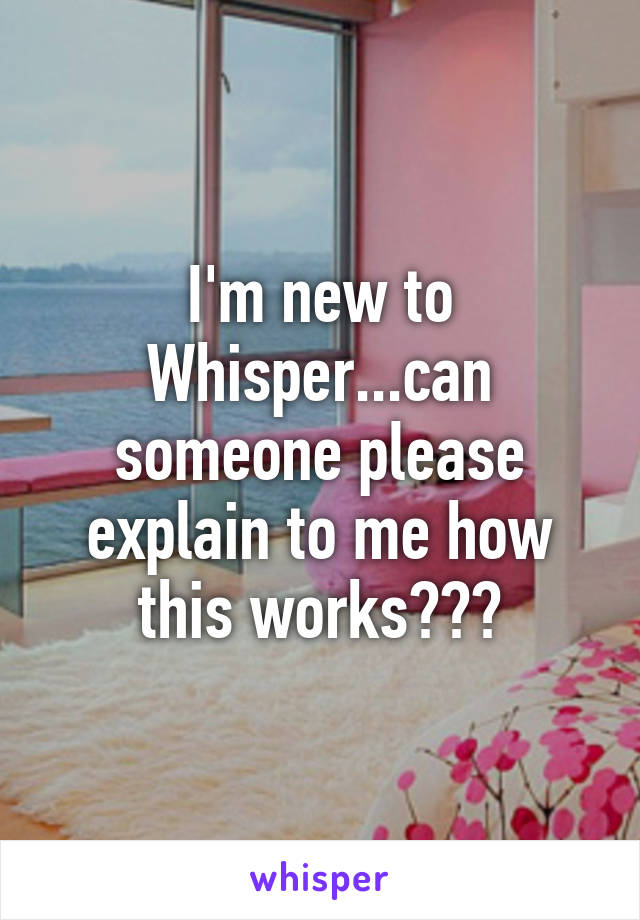 I'm new to Whisper...can someone please explain to me how this works???