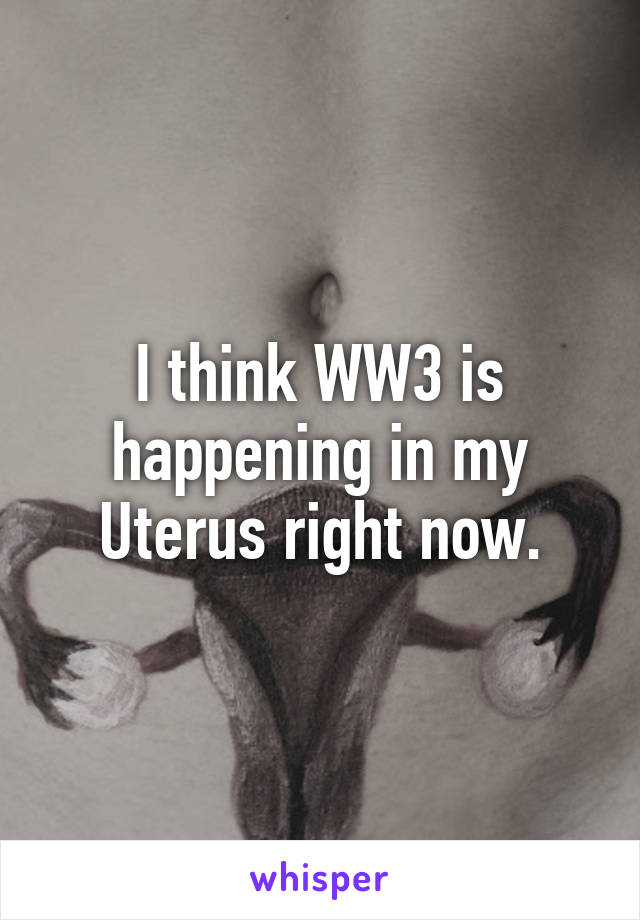 I think WW3 is happening in my Uterus right now.