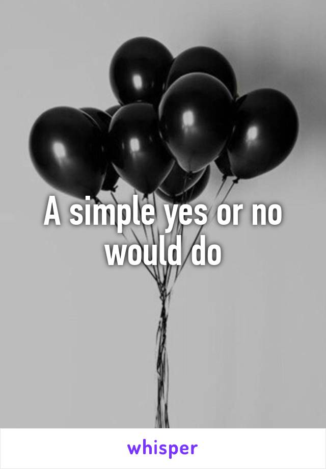 A simple yes or no would do