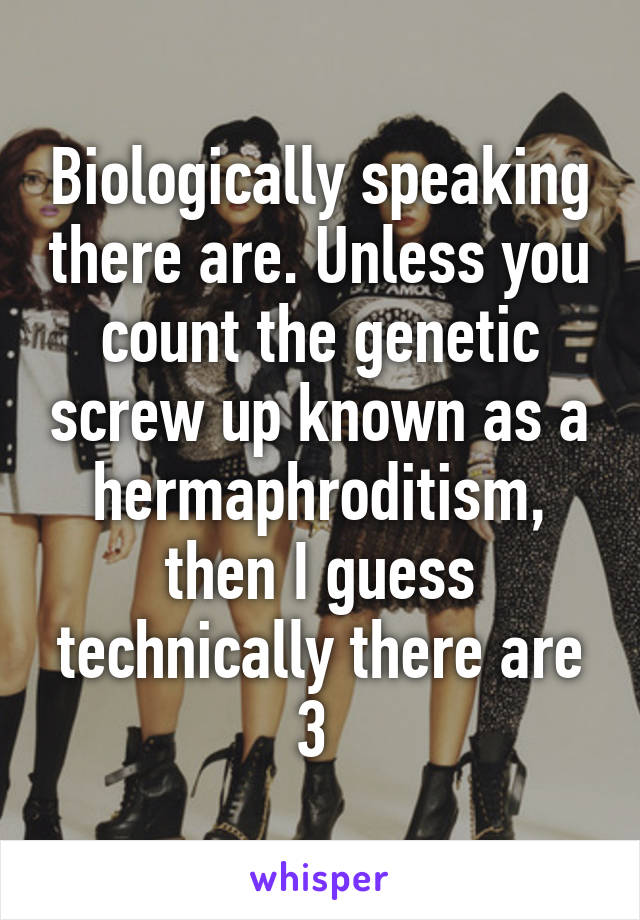 Biologically speaking there are. Unless you count the genetic screw up known as a hermaphroditism, then I guess technically there are 3 