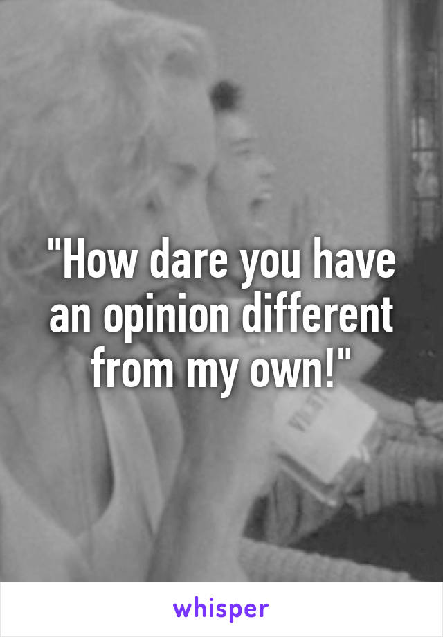 "How dare you have an opinion different from my own!"