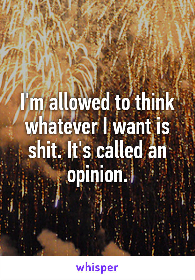 I'm allowed to think whatever I want is shit. It's called an opinion.