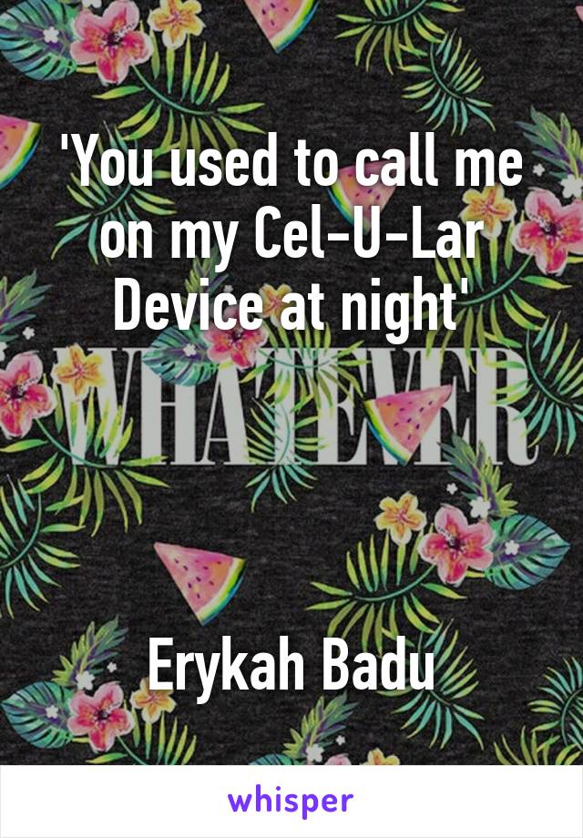 'You used to call me on my Cel-U-Lar Device at night'




Erykah Badu