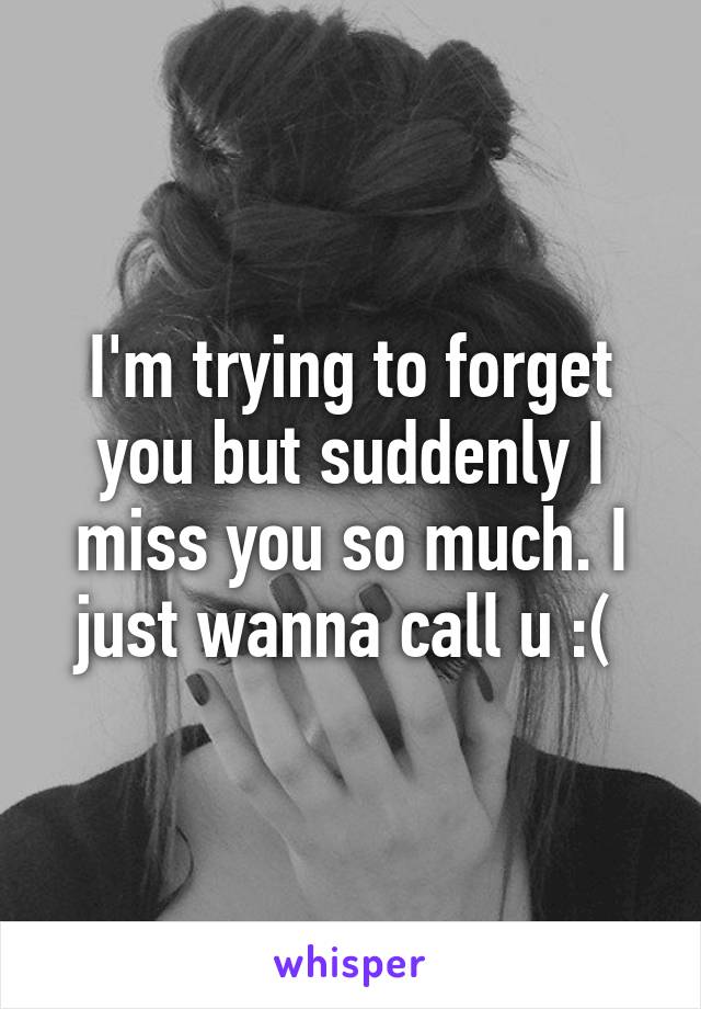 I'm trying to forget you but suddenly I miss you so much. I just wanna call u :( 