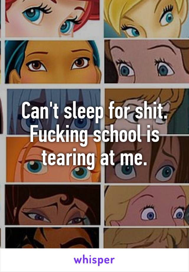 Can't sleep for shit.
Fucking school is tearing at me.