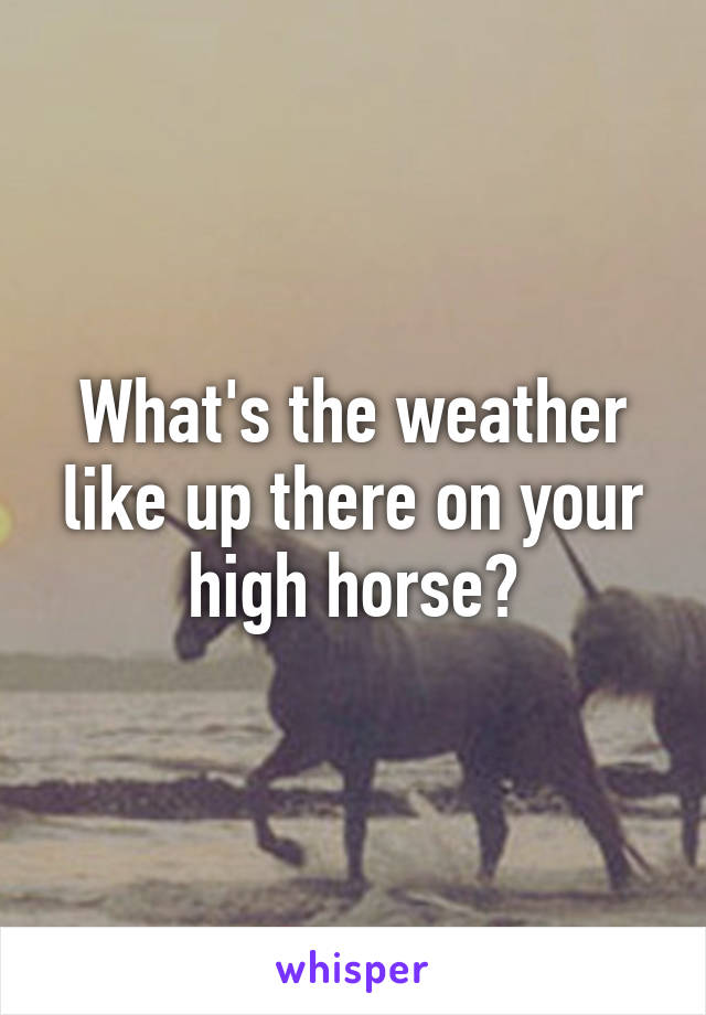 What's the weather like up there on your high horse?