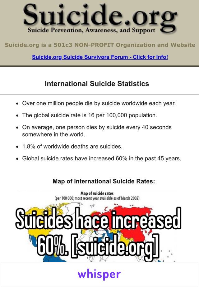 Suicides hace increased 60%. [suicide.org]