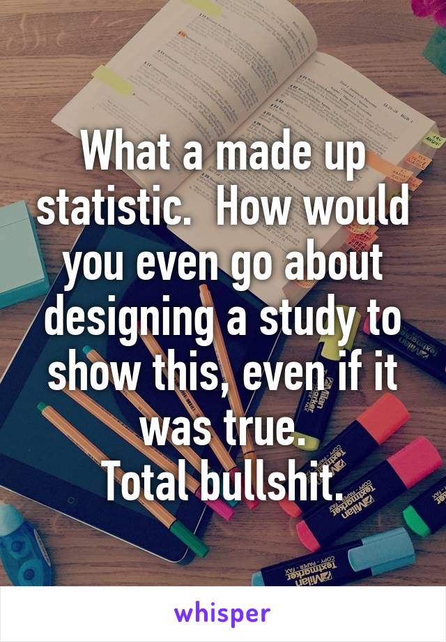 What a made up statistic.  How would you even go about designing a study to show this, even if it was true.
Total bullshit.