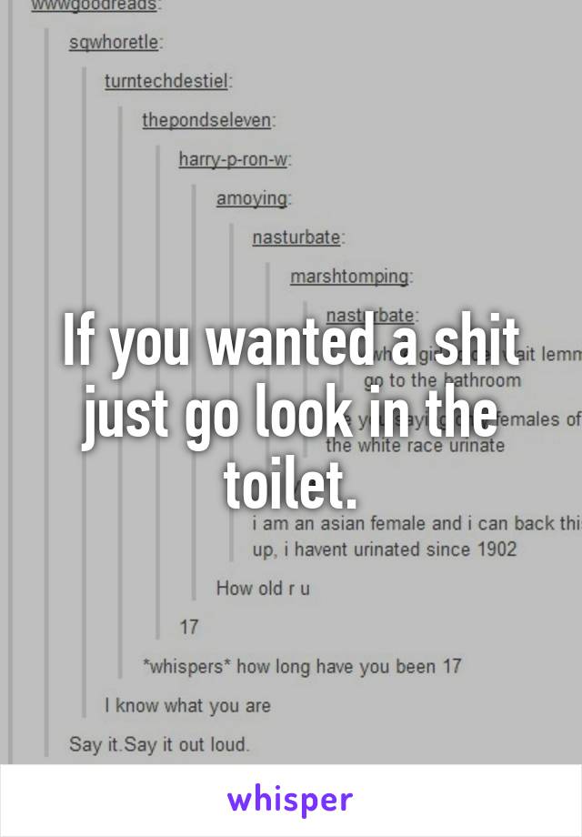 If you wanted a shit just go look in the toilet.