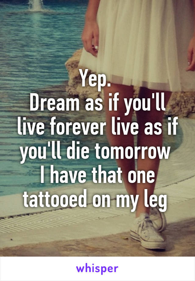 Yep. 
Dream as if you'll live forever live as if you'll die tomorrow 
I have that one tattooed on my leg 