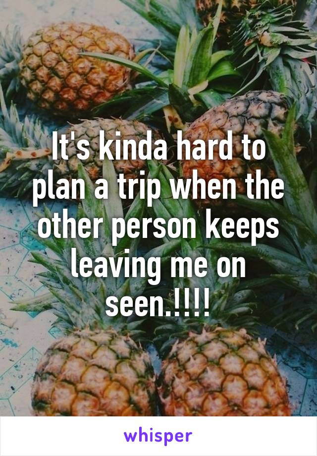 It's kinda hard to plan a trip when the other person keeps leaving me on seen.!!!!