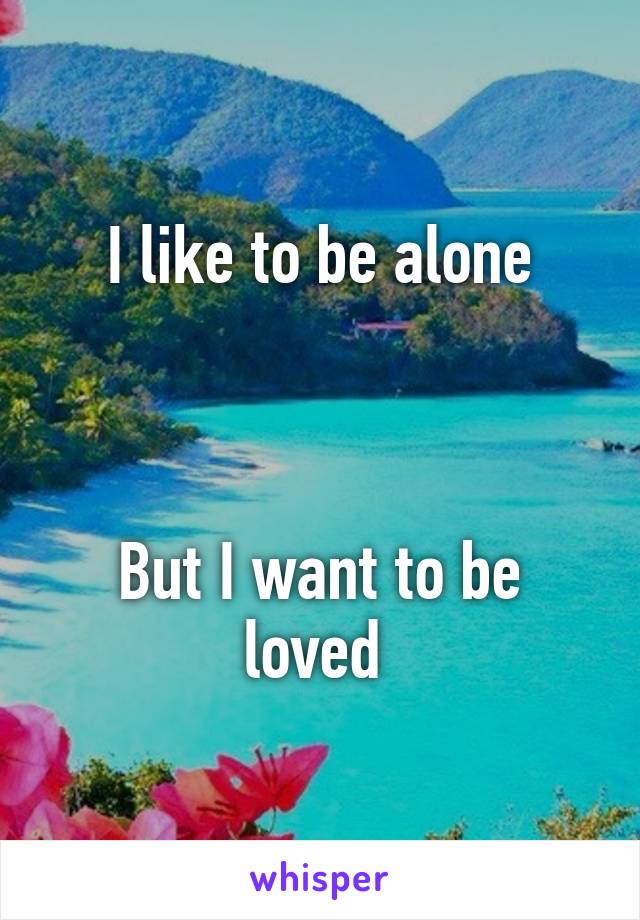 I like to be alone



But I want to be loved 