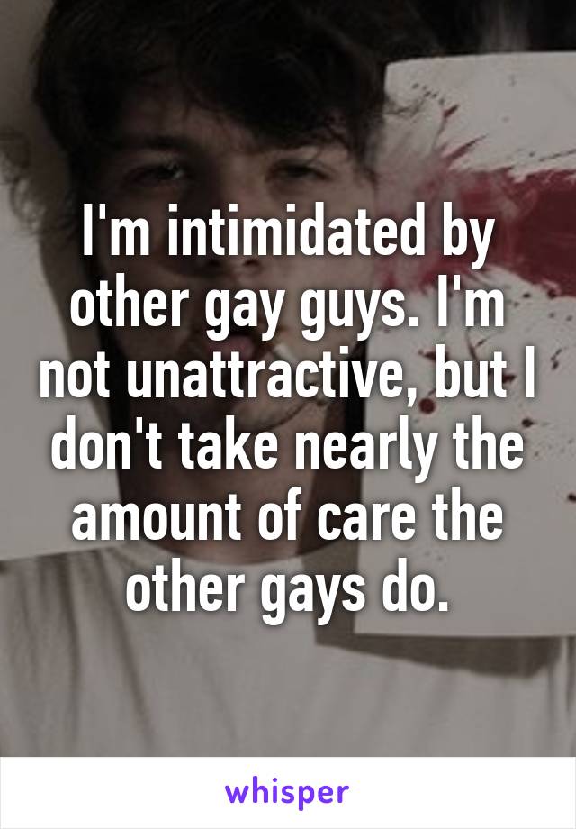 I'm intimidated by other gay guys. I'm not unattractive, but I don't take nearly the amount of care the other gays do.