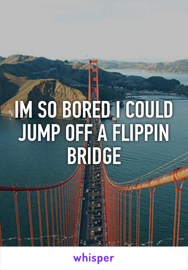 IM SO BORED I COULD JUMP OFF A FLIPPIN BRIDGE