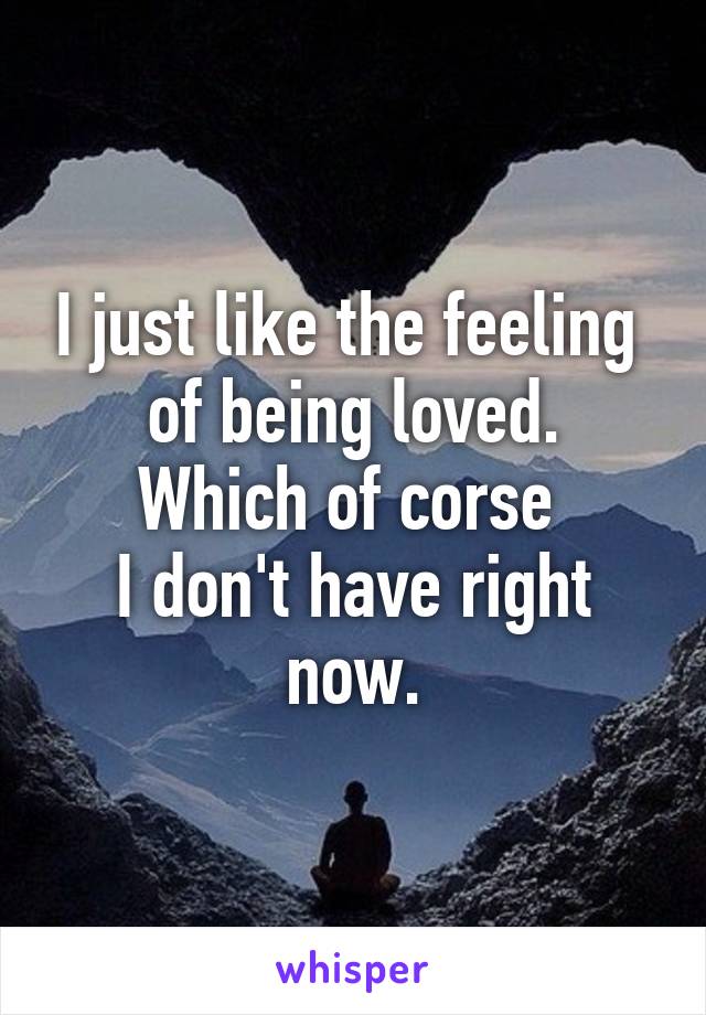 I just like the feeling 
of being loved.
Which of corse 
I don't have right now.