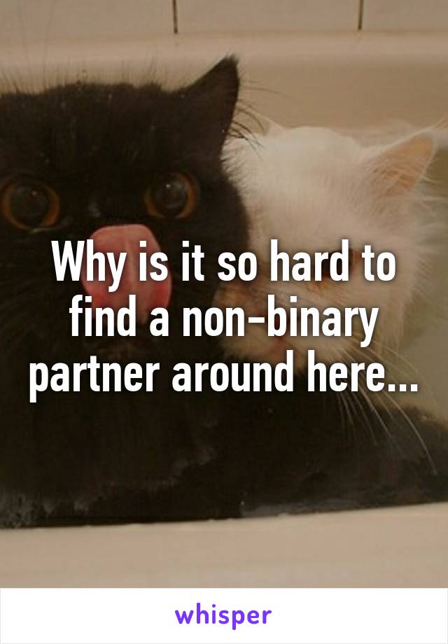 Why is it so hard to find a non-binary partner around here...