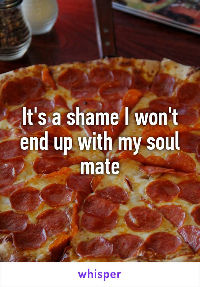 It's a shame I won't end up with my soul mate