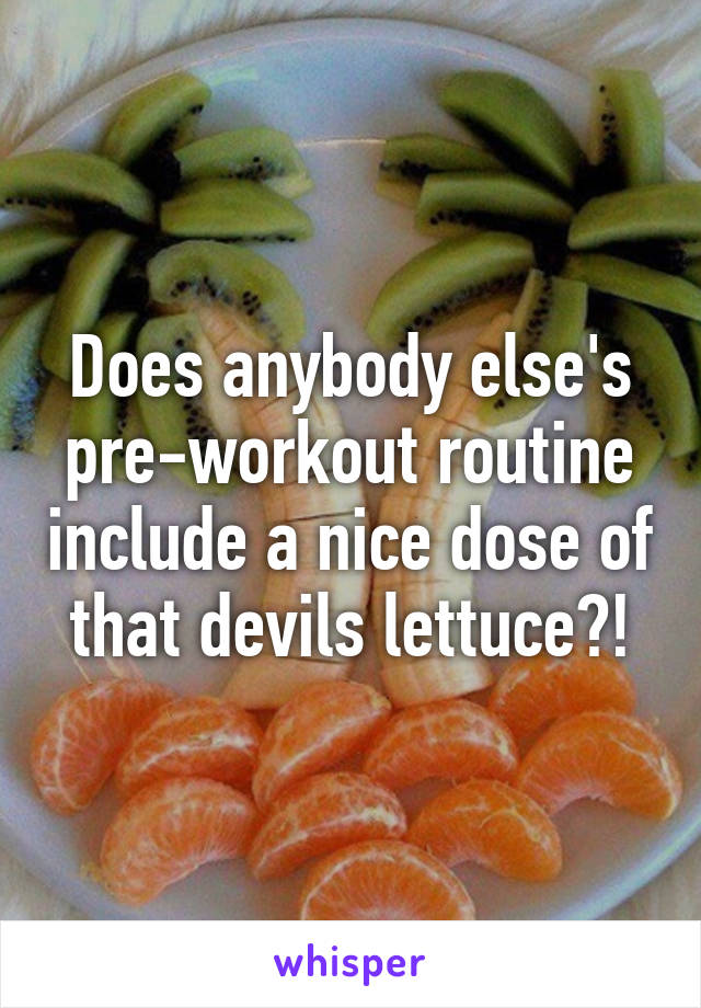 Does anybody else's pre-workout routine include a nice dose of that devils lettuce?!