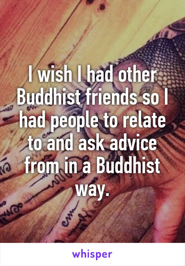 I wish I had other Buddhist friends so I had people to relate to and ask advice from in a Buddhist way.