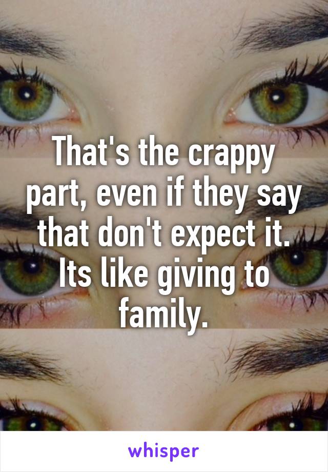 That's the crappy part, even if they say that don't expect it. Its like giving to family.