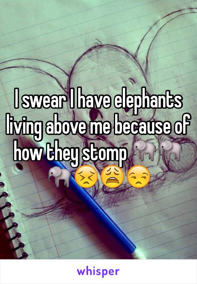 I swear I have elephants living above me because of how they stomp 🐘🐘🐘😣😩😒