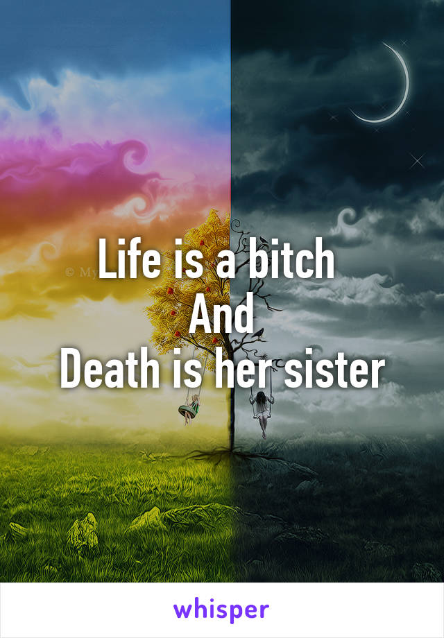 Life is a bitch 
And
Death is her sister