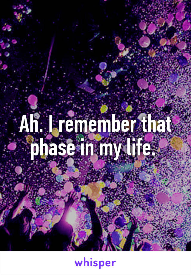 Ah. I remember that phase in my life. 