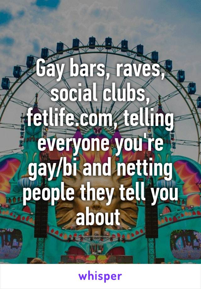 Gay bars, raves, social clubs, fetlife.com, telling everyone you're gay/bi and netting people they tell you about 