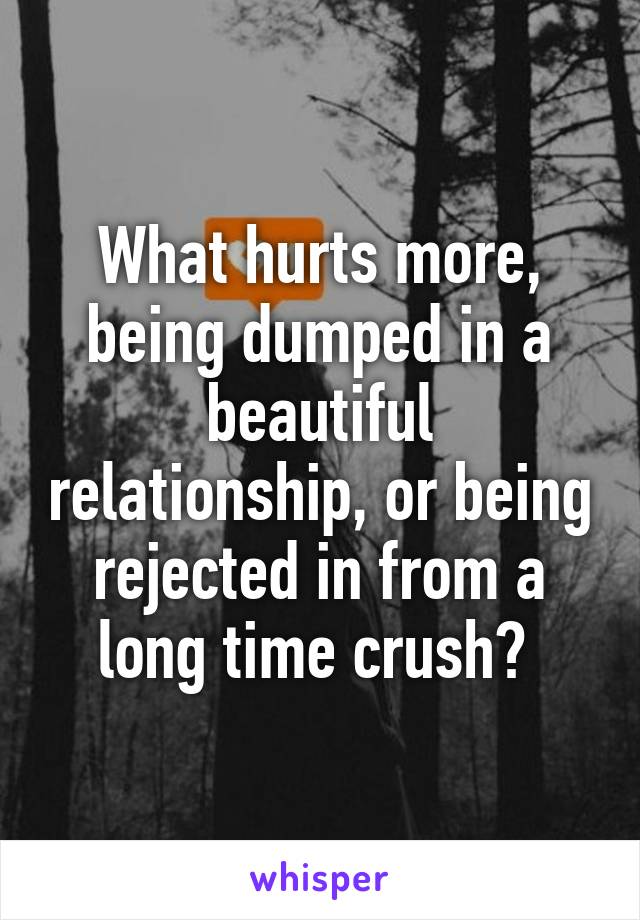 What hurts more, being dumped in a beautiful relationship, or being rejected in from a long time crush? 