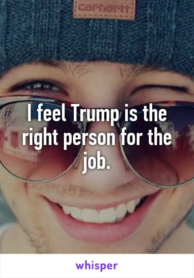 I feel Trump is the right person for the job.