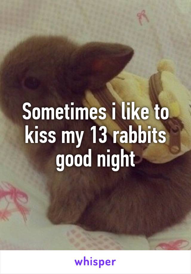 Sometimes i like to kiss my 13 rabbits good night