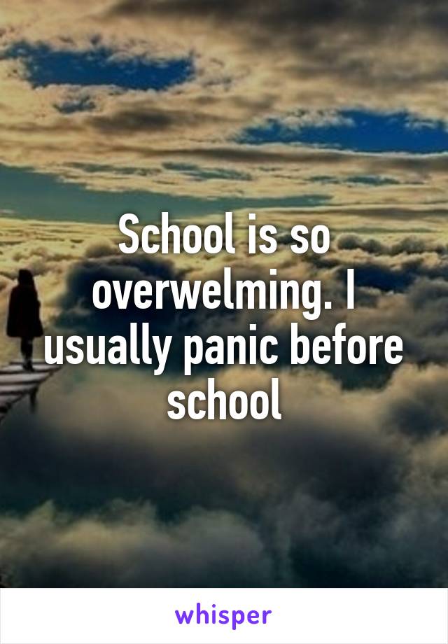 School is so overwelming. I usually panic before school