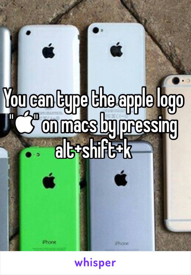 You can type the apple logo "" on macs by pressing alt+shift+k 