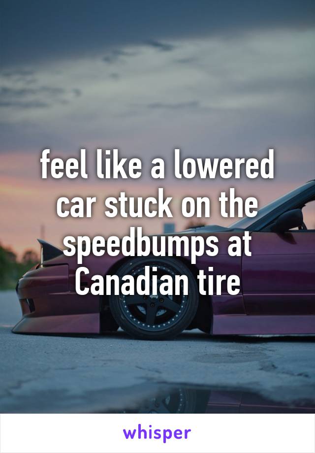 feel like a lowered car stuck on the speedbumps at Canadian tire