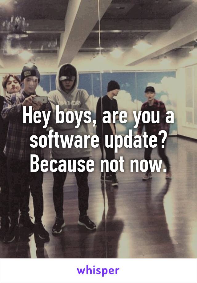 Hey boys, are you a software update?
Because not now.