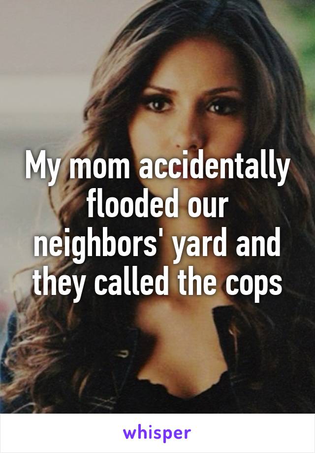 My mom accidentally flooded our neighbors' yard and they called the cops