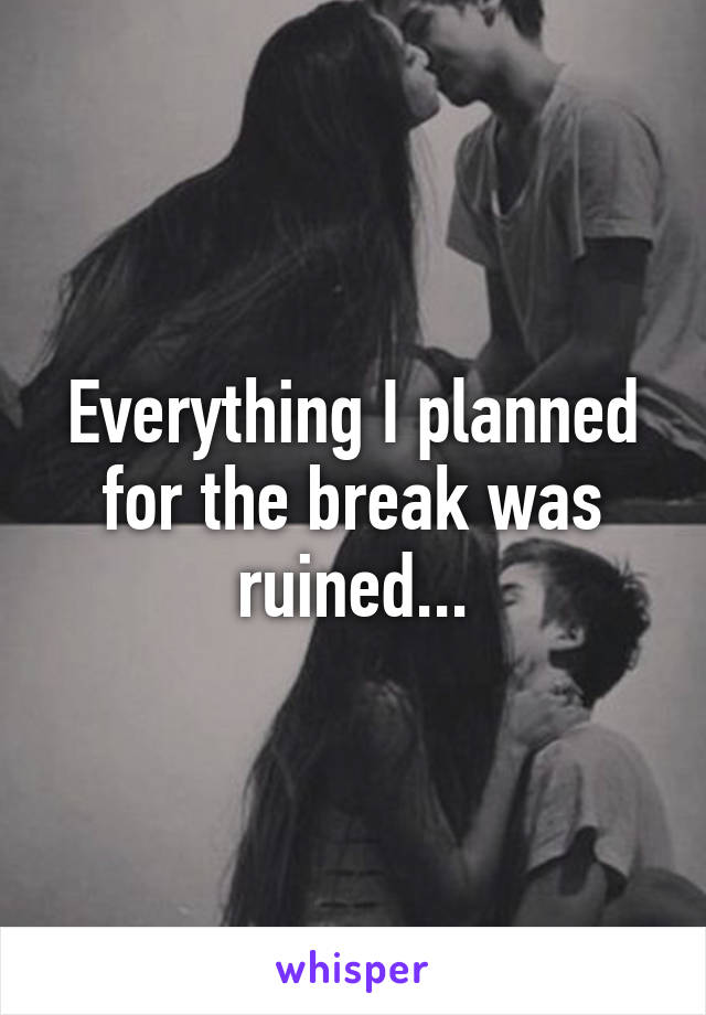 Everything I planned for the break was ruined...